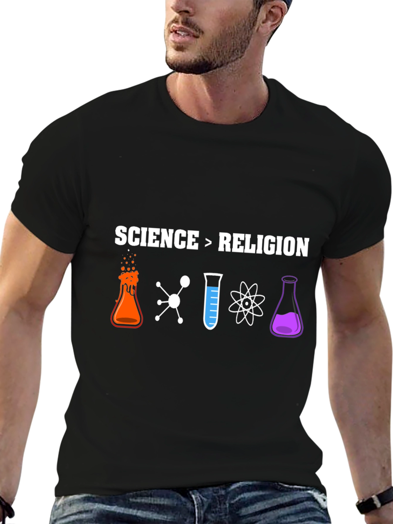 Science > Religion T-Shirt - Geeky & Bold Design