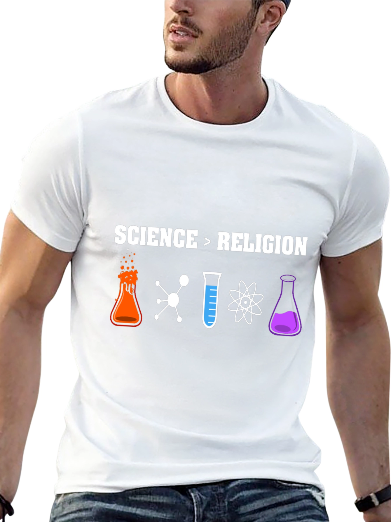 Science > Religion T-Shirt - Geeky & Bold Design