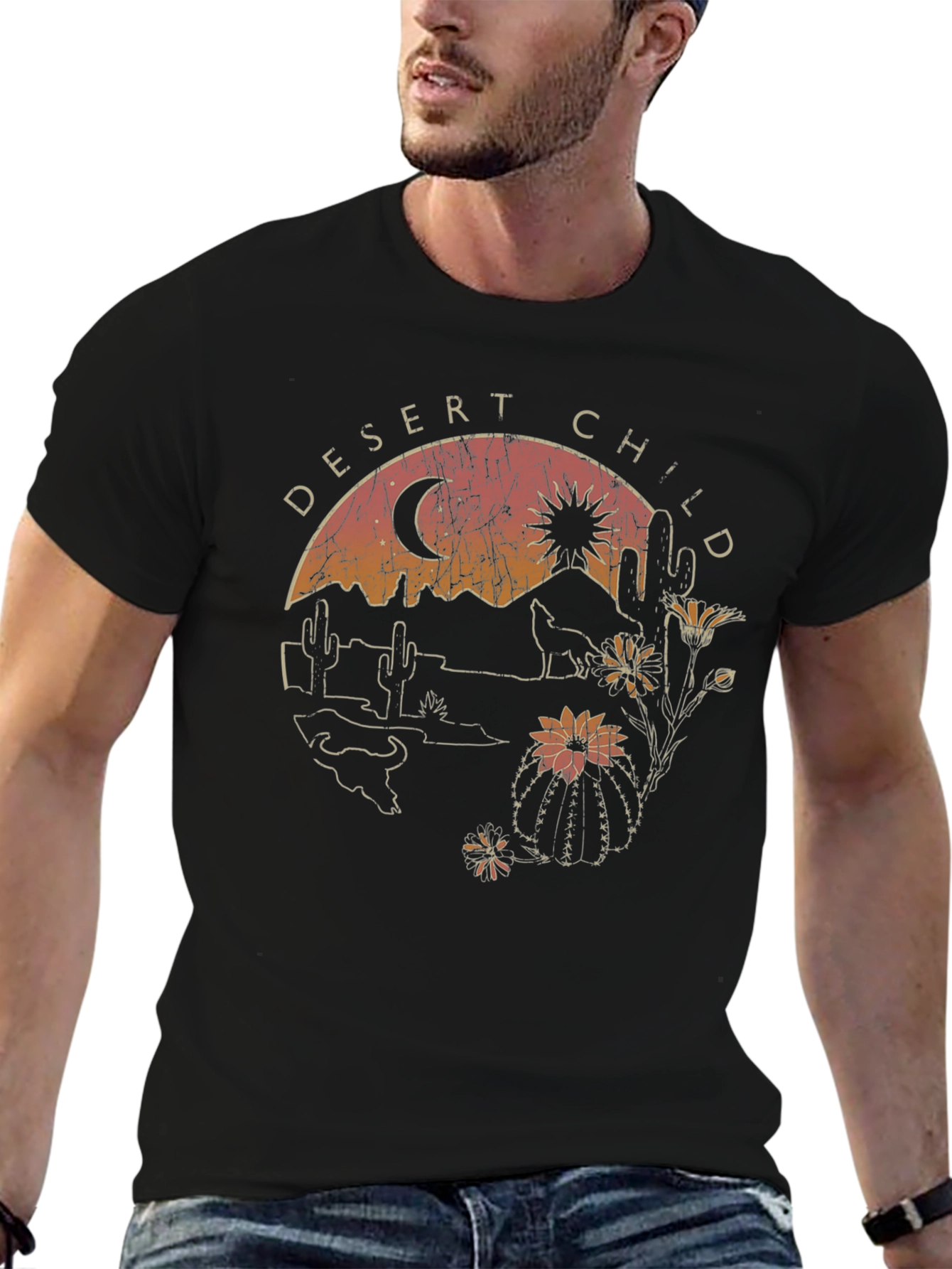 Desert Child Graphic Tee - Black Cotton T-Shirt