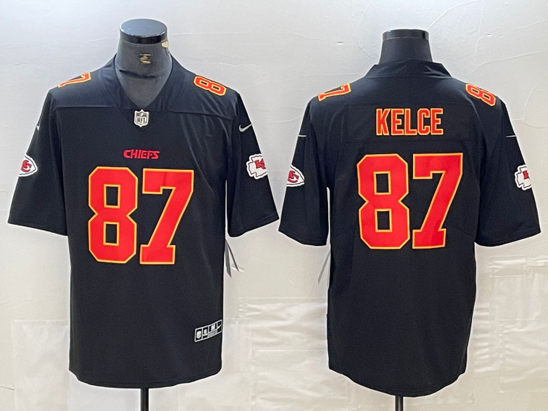 Men's Kansas City Chiefs Travis Kelce #87 Black Fashion Game Jerseys