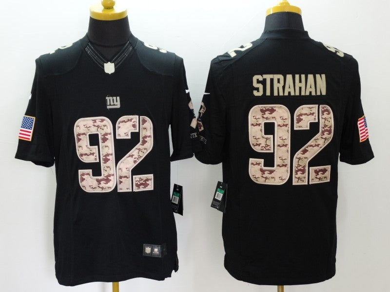 Men's New York Giants Michael Strahan #92 Black Game Player Jerseys
