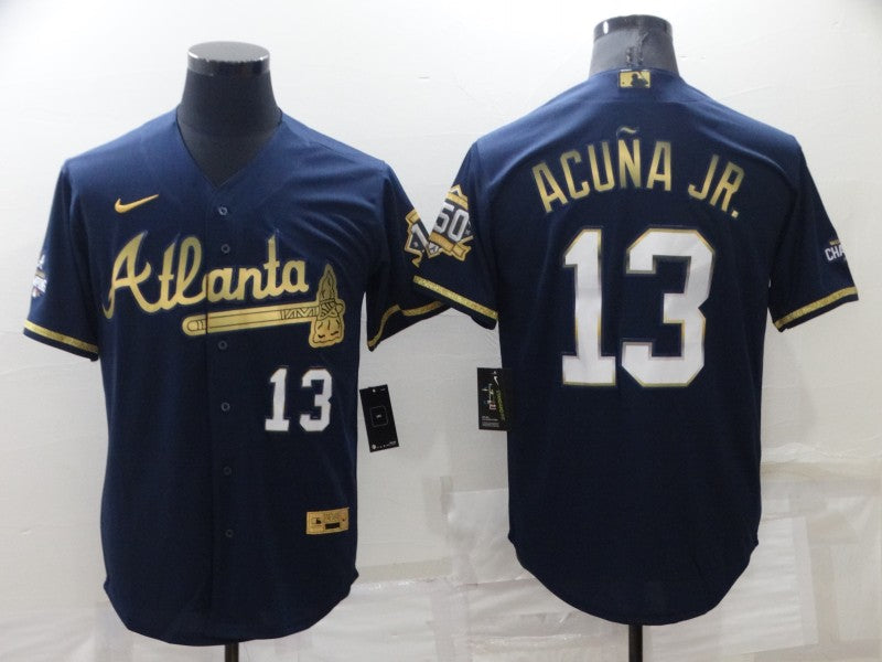 Men's Atlanta Braves Ronald Acuna Jr. #13 Navy Fashion Stitched Jerseys