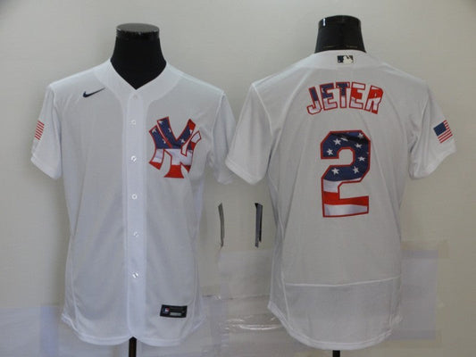 Men's New York Yankees Derek Jeter #2 White Replica Game Jerseys