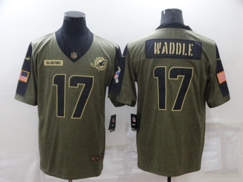 Men's Miami Dolphins Jaylen Waddle #17 Brown Game Jerseys