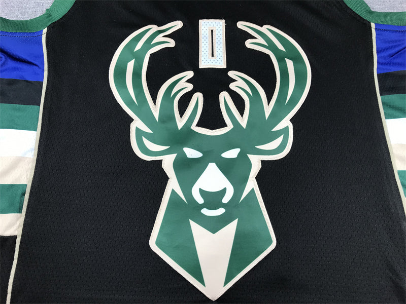 Men's Milwaukee Bucks Damian Lillard #0 Black Swingman Jerseys