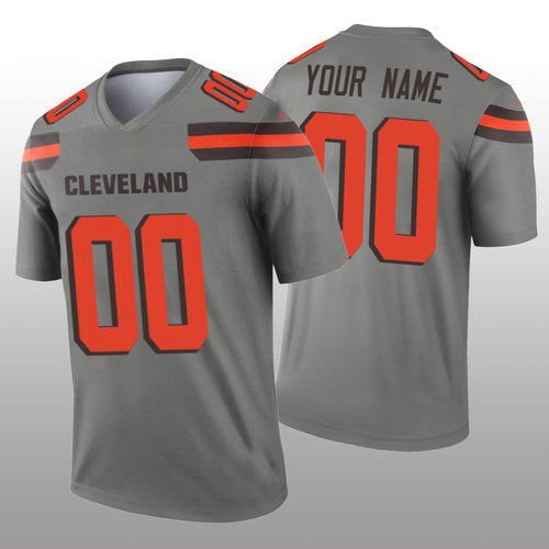 Custom1 Cleveland Browns Gray Inverted Legend Jerseys Stitched American Football Jerseys