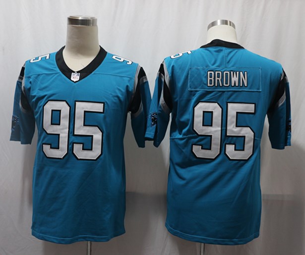 Men's Carolina Panthers Derrick Brown #95 Blue Player Game Jerseys