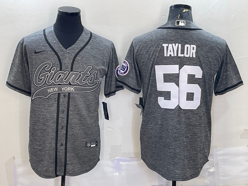 Men's New York Giants Lawrence Taylor #56 Gray Game Jerseys Joint Edition