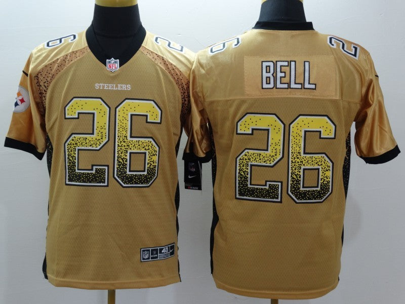 Men's Pittsburgh Steelers LeVeon Bell #26 Gold Game Jerseys