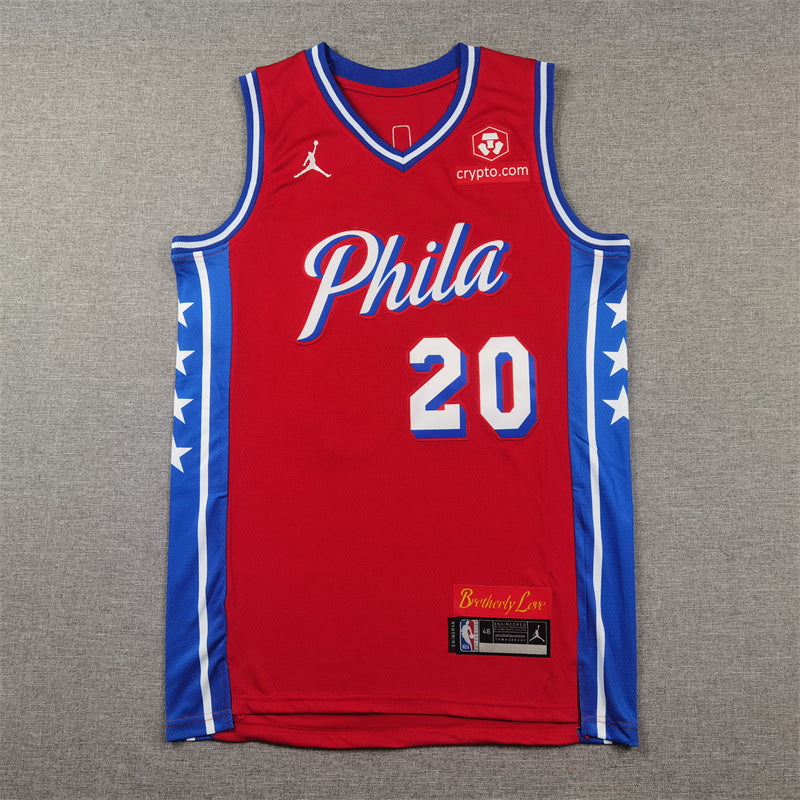 Men's Philadelphia 76ers Jared McCain #20 Red Swingman Jerseys - Statement Edition