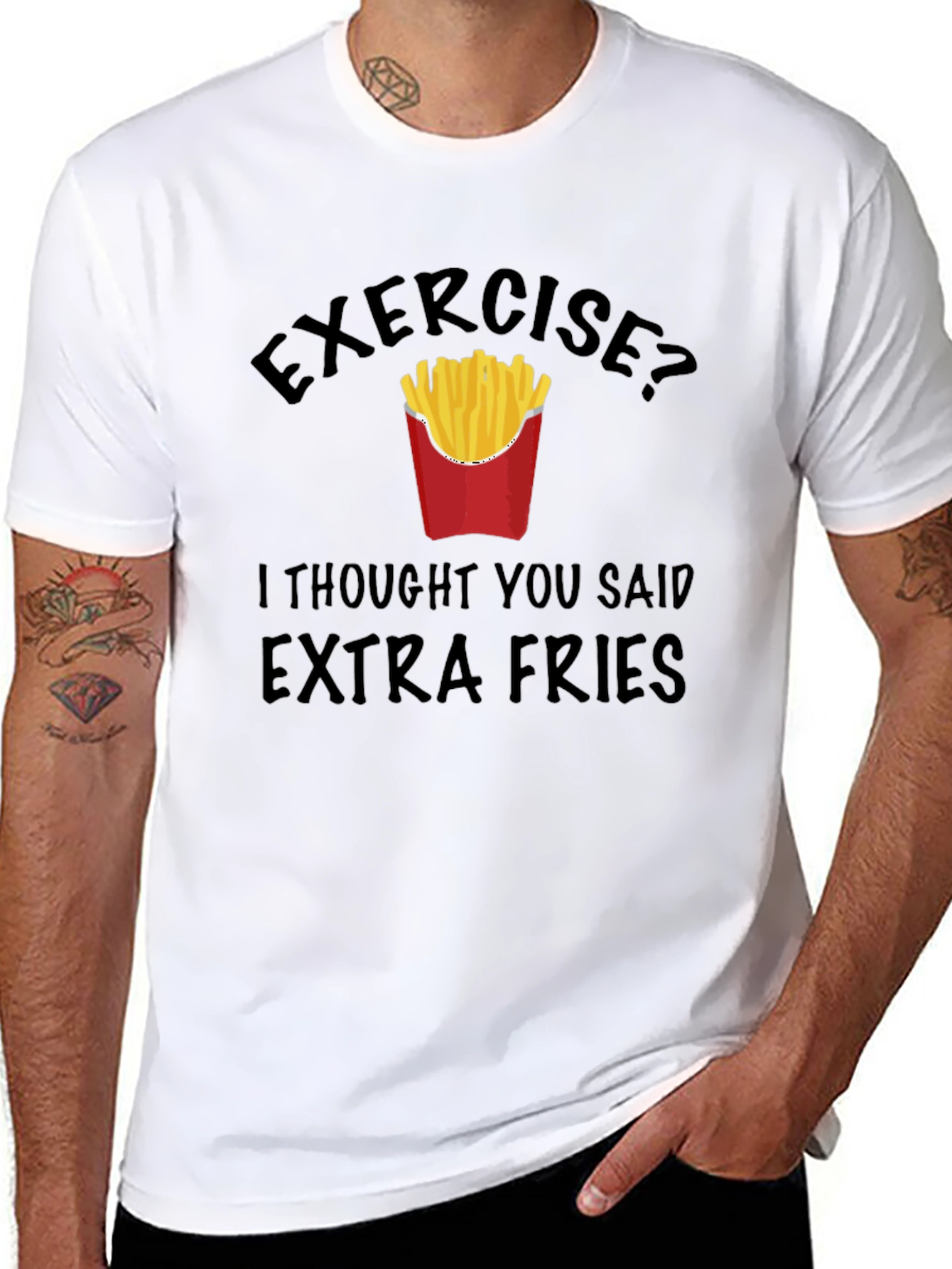 Funny Exercise? Extra Fries Graphic T-Shirt