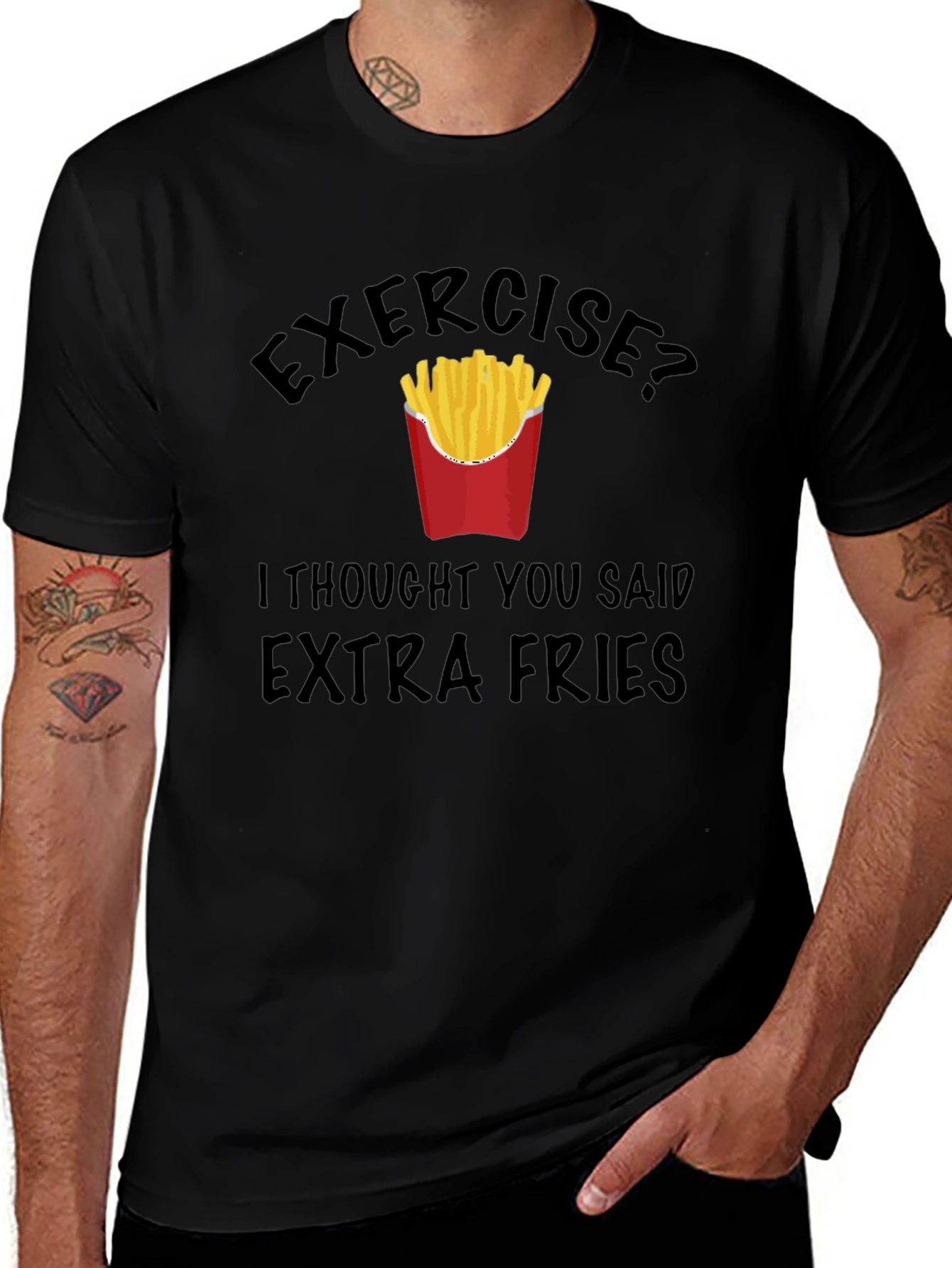 Funny Exercise? Extra Fries Graphic T-Shirt