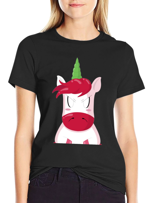 Grumpy Unicorn Black T-Shirt - Funny Cartoon Tee