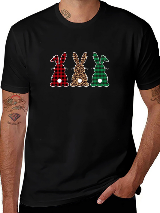 Easter Bunny Plaid Leopard Print T-Shirt