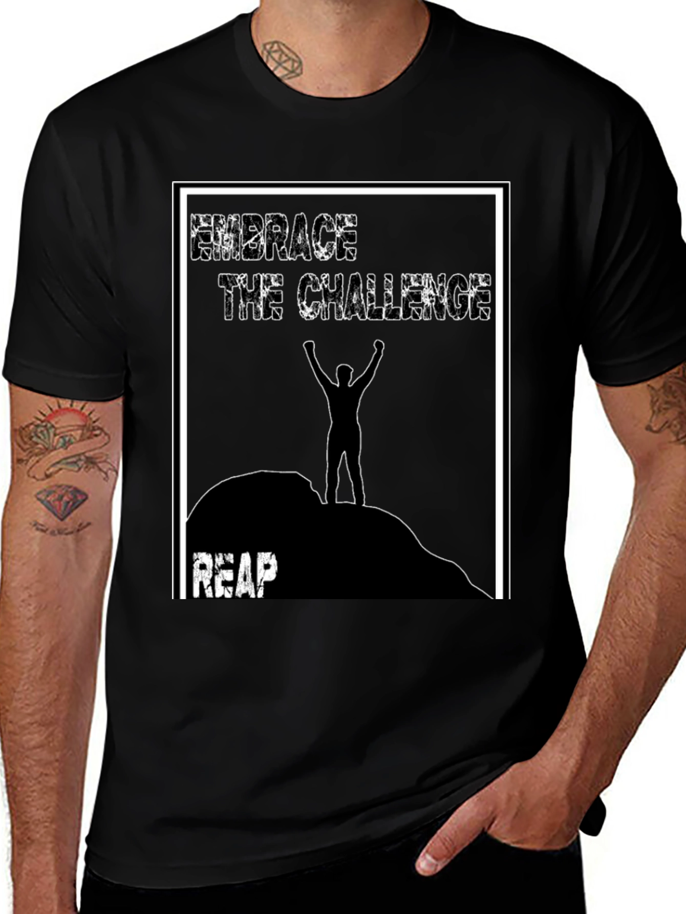 Embrace The Challenge Graphic Tee - Black