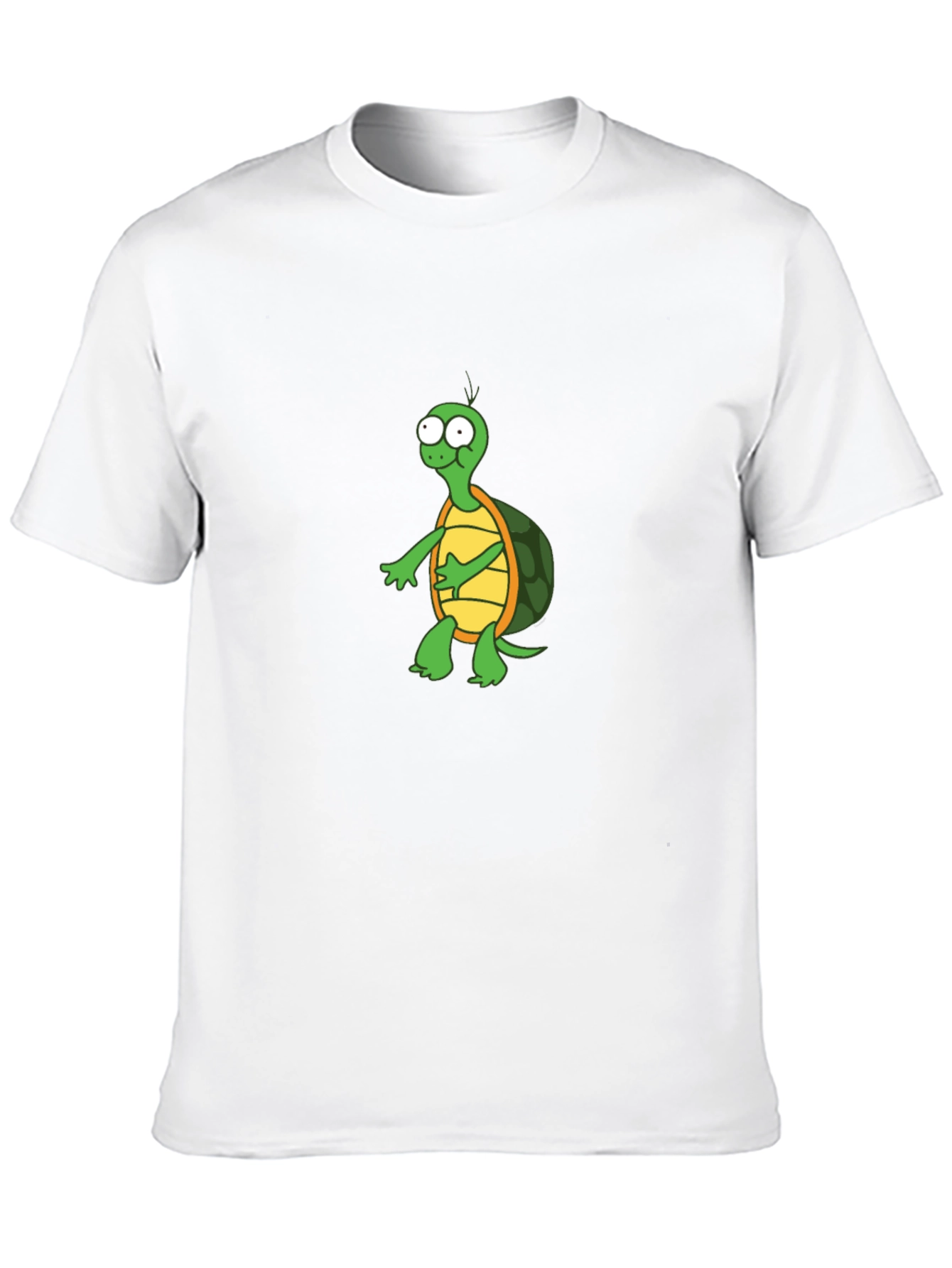 Cartoon Turtle Graphic T-Shirt - Black Crew Neck