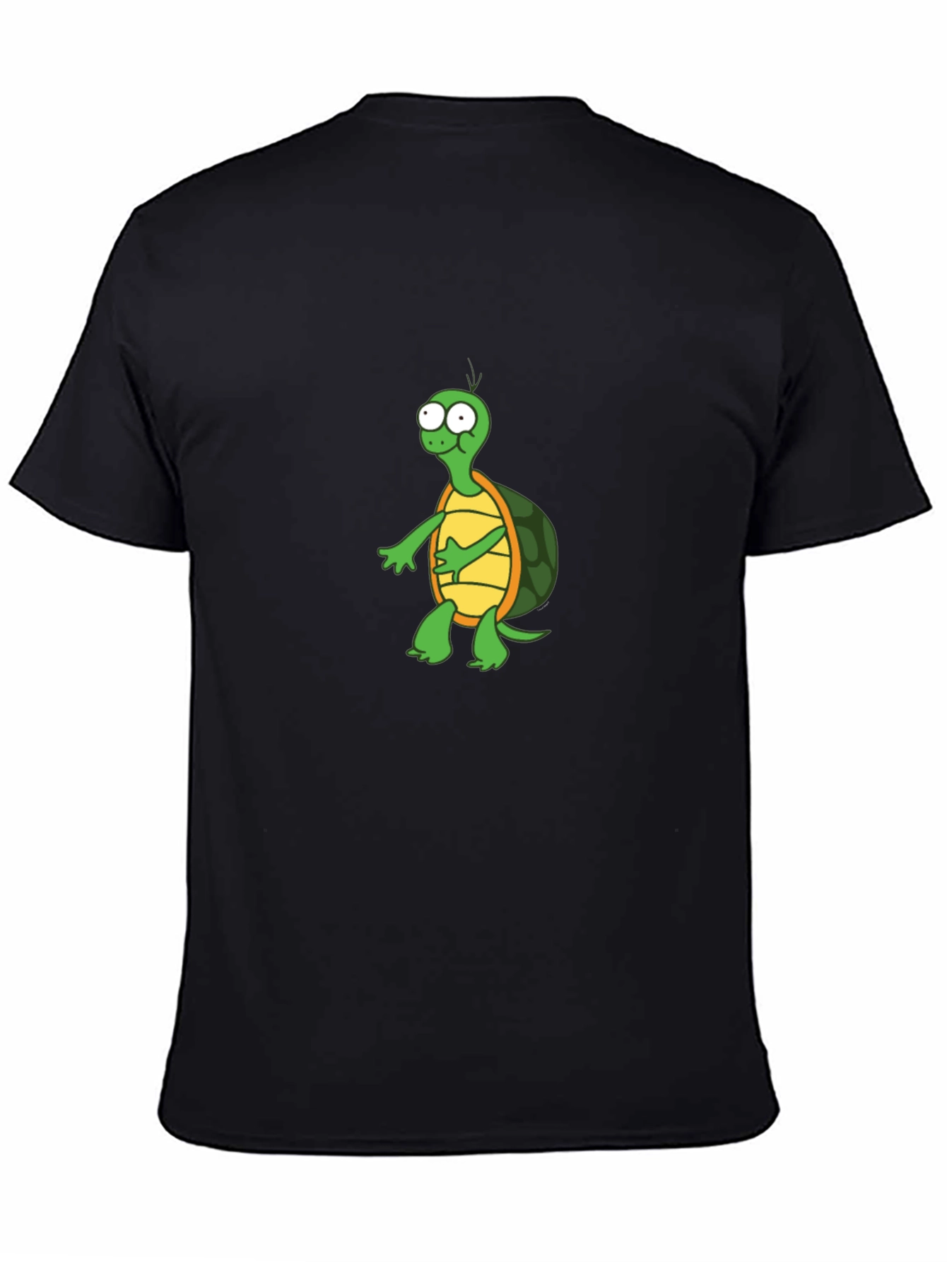 Cartoon Turtle Graphic T-Shirt - Black Crew Neck