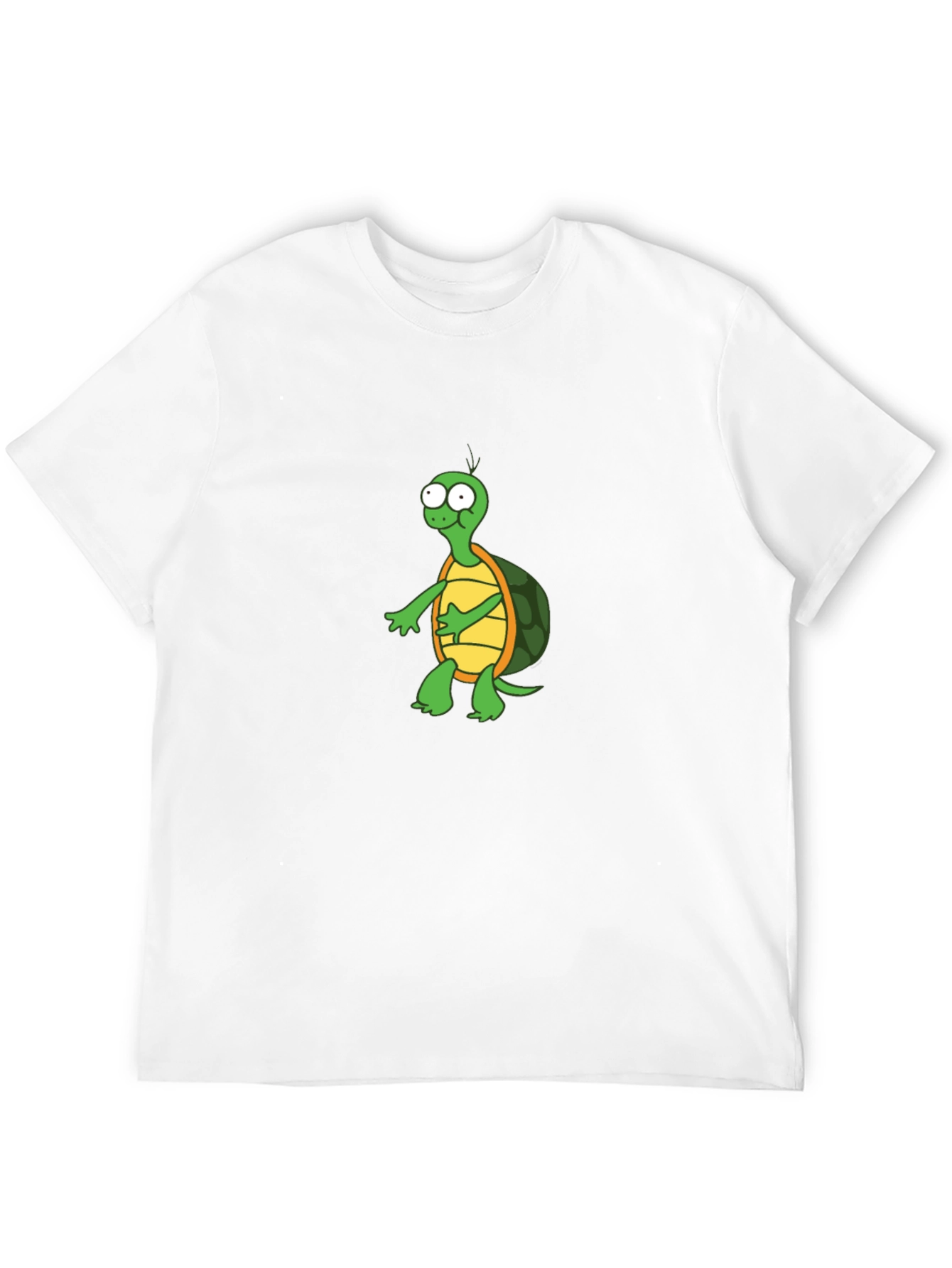 Cartoon Turtle Graphic T-Shirt - Black Crew Neck