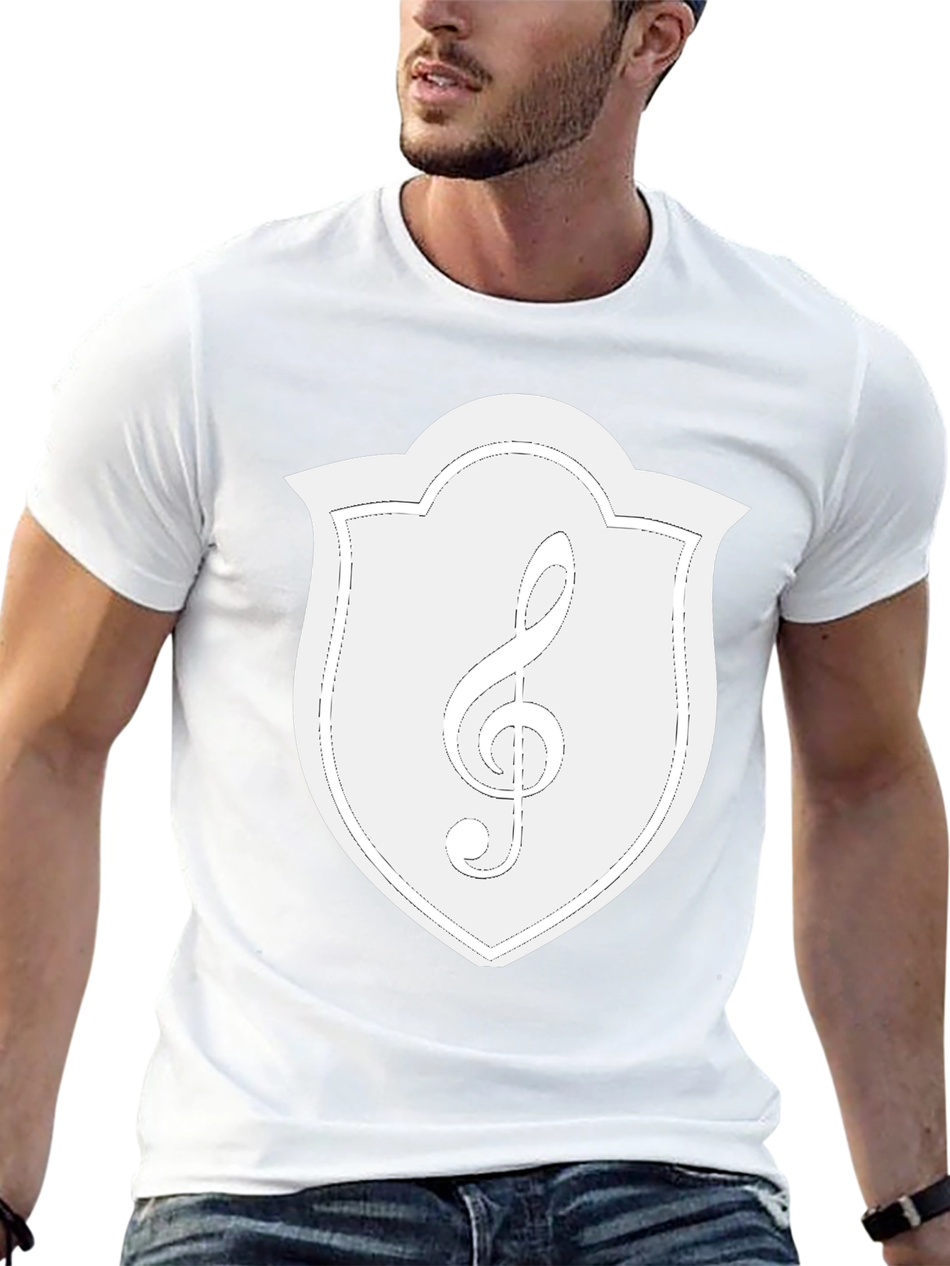 Musical Clef Crest Graphic Tee - Black