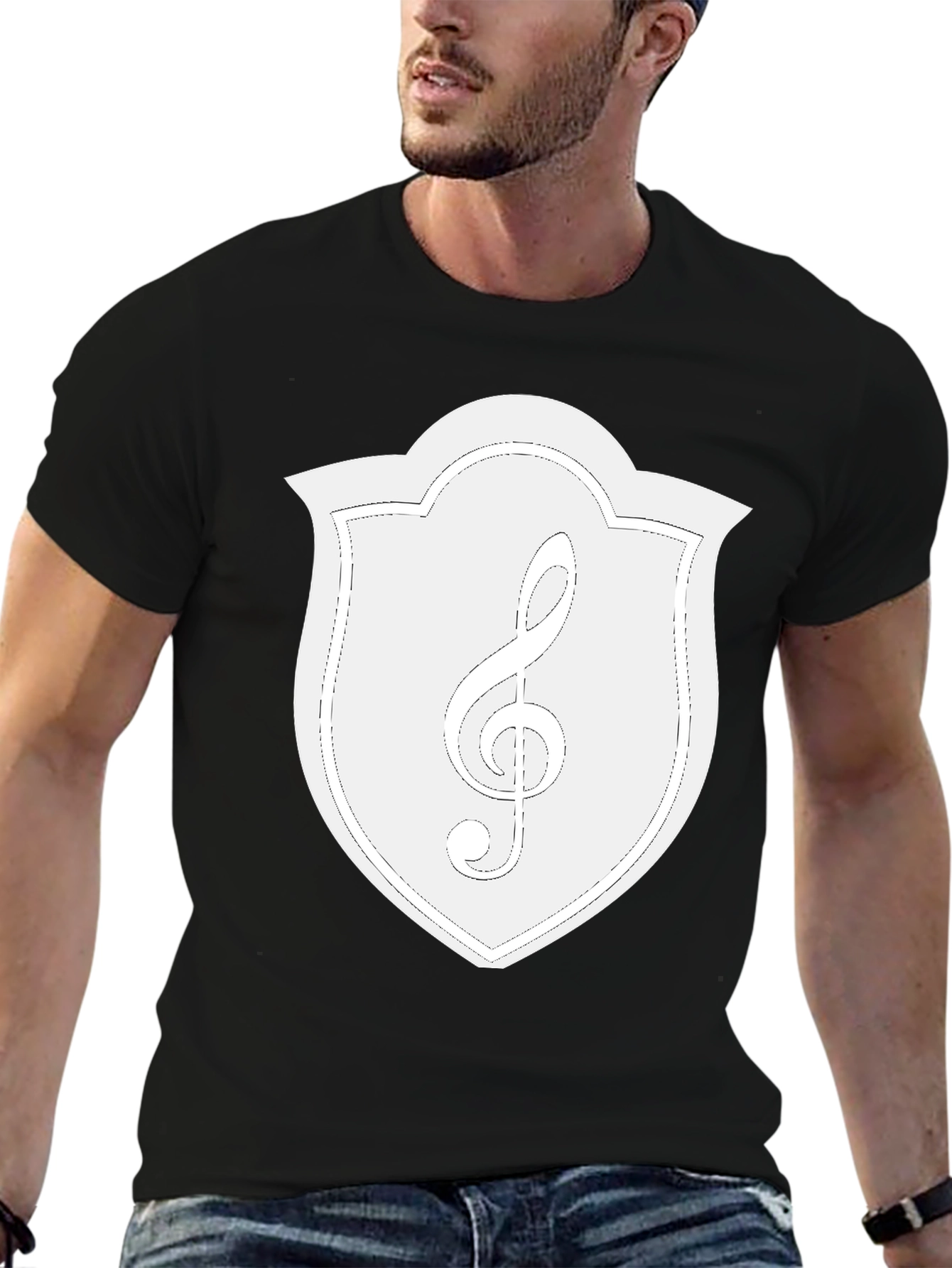 Musical Clef Crest Graphic Tee - Black