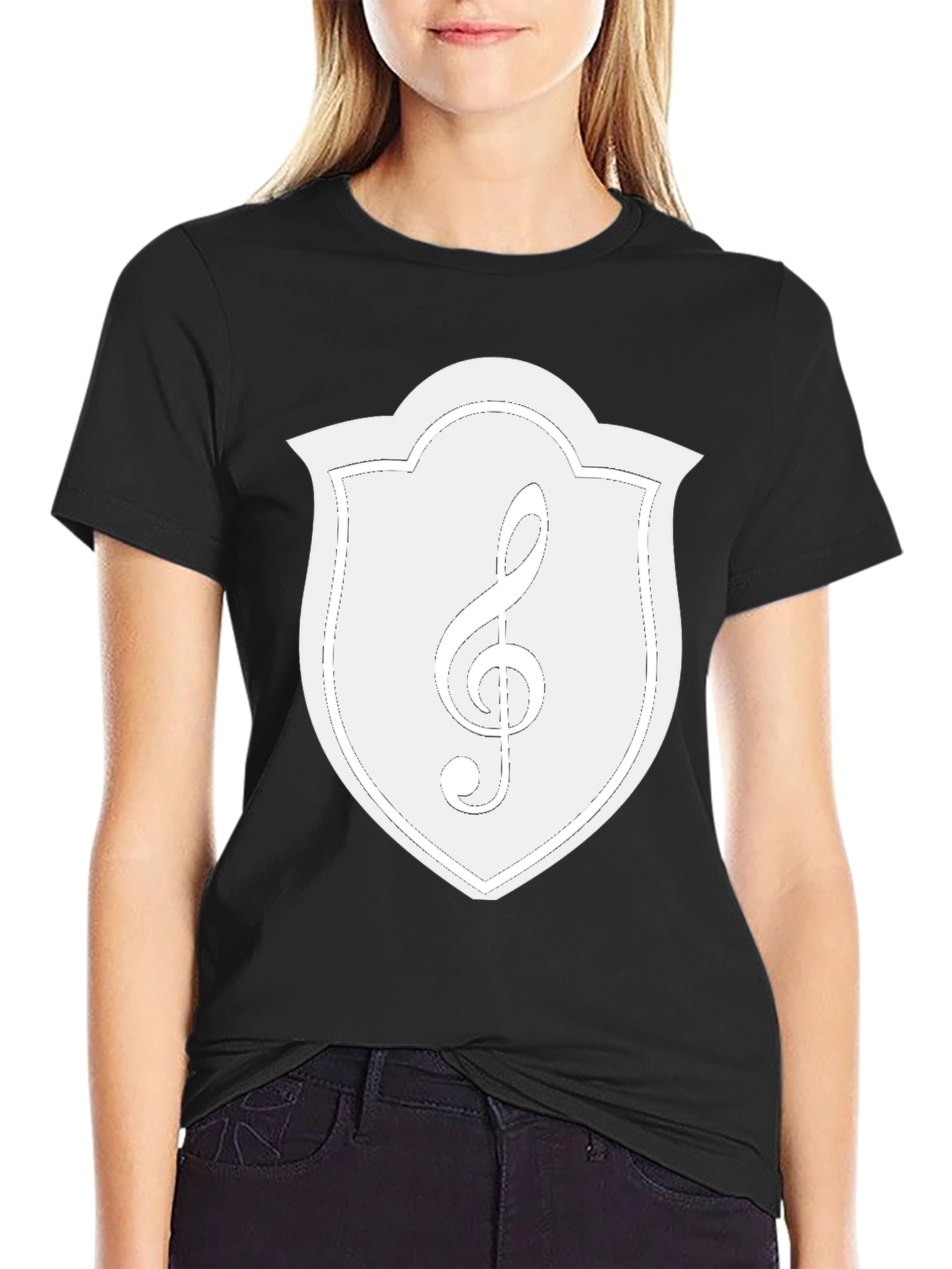 Musical Clef Crest Graphic Tee - Black