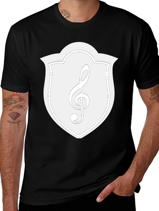 Musical Clef Crest Graphic Tee - Black