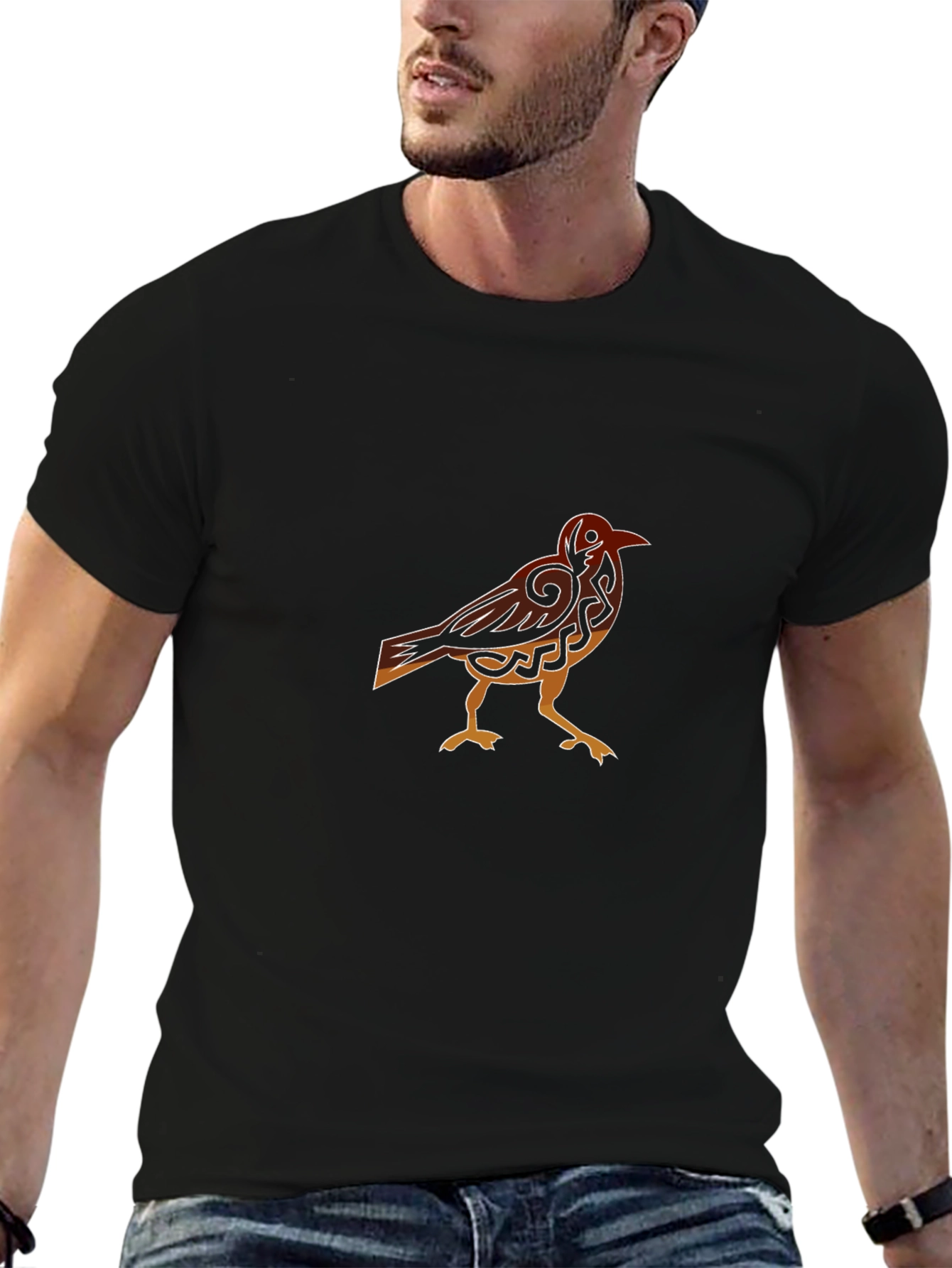 Raven Graphic Tee - Celtic Knot Bird Black T-Shirt