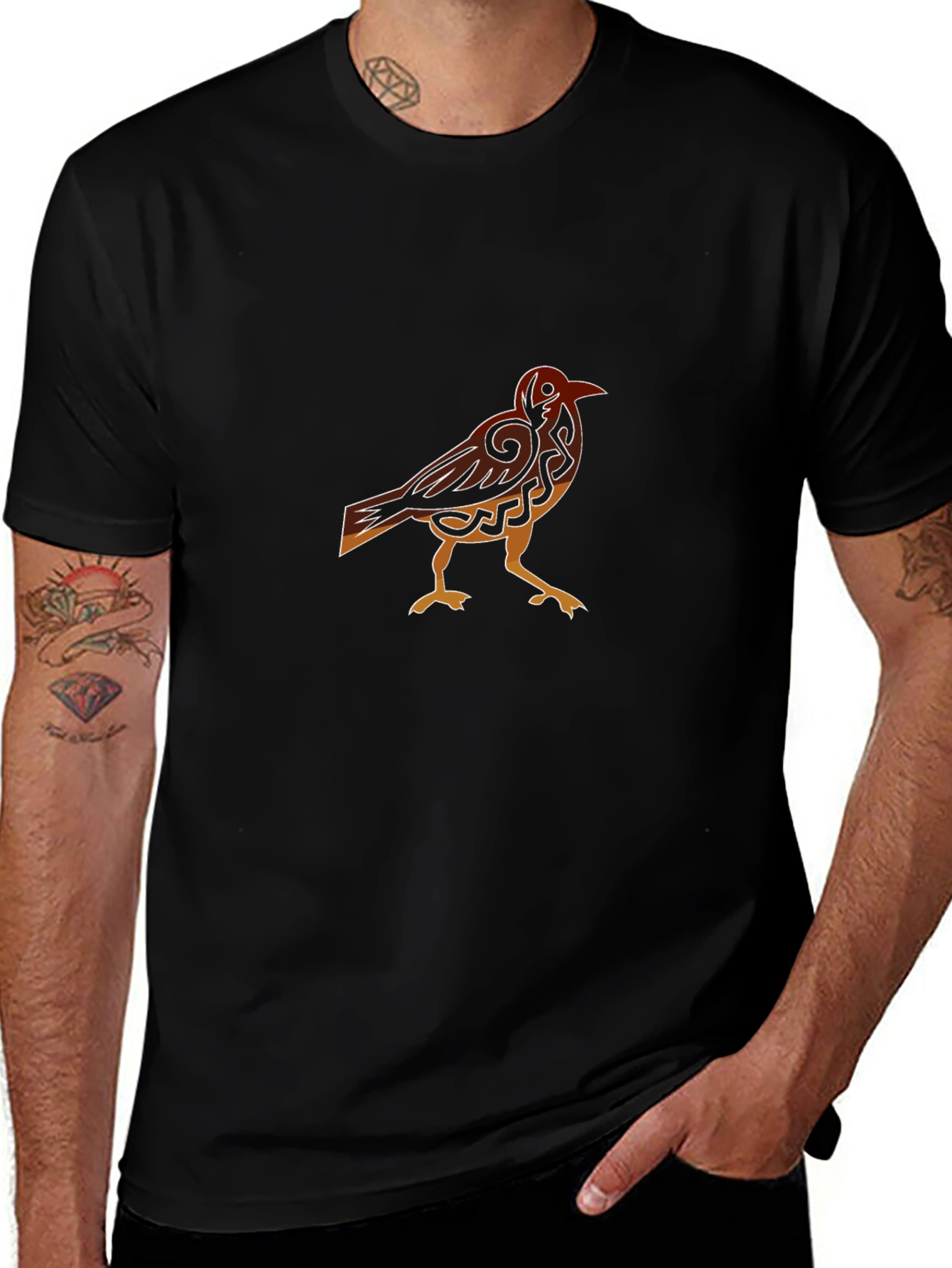 Raven Graphic Tee - Celtic Knot Bird Black T-Shirt