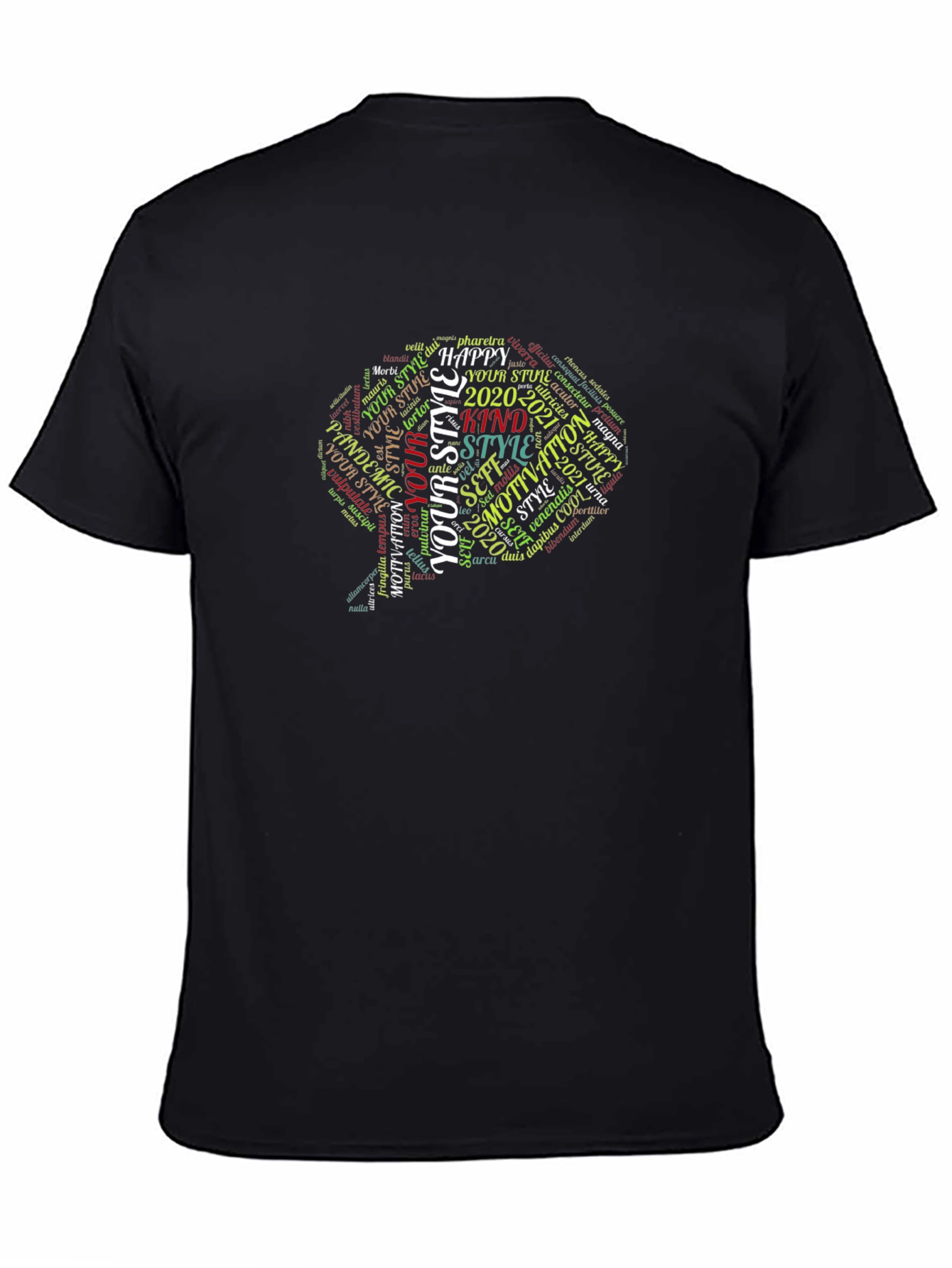 Word Art Graphic T-Shirt - Unisex Black Tee
