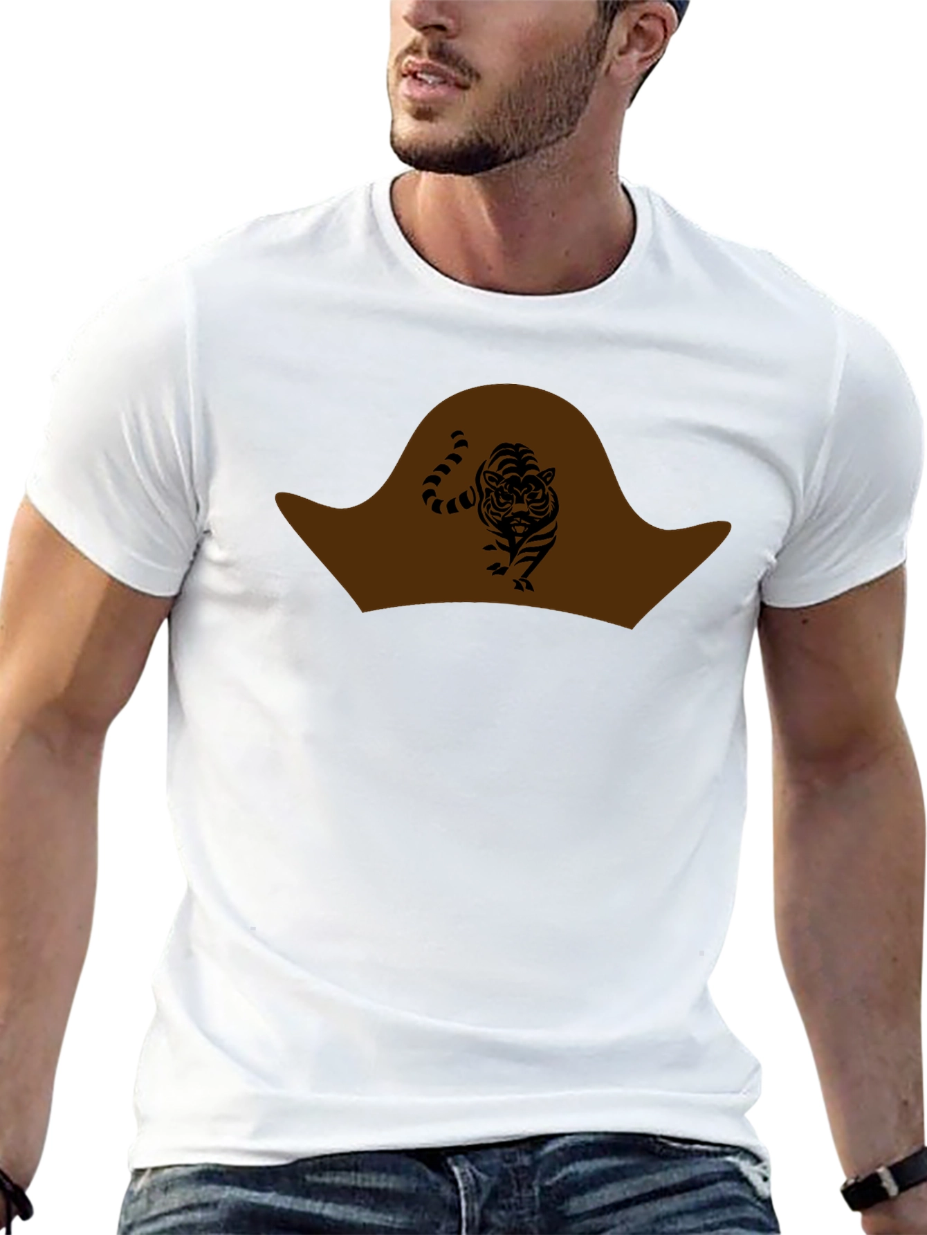 Pirate Tiger Graphic Tee - Black Cotton T-Shirt