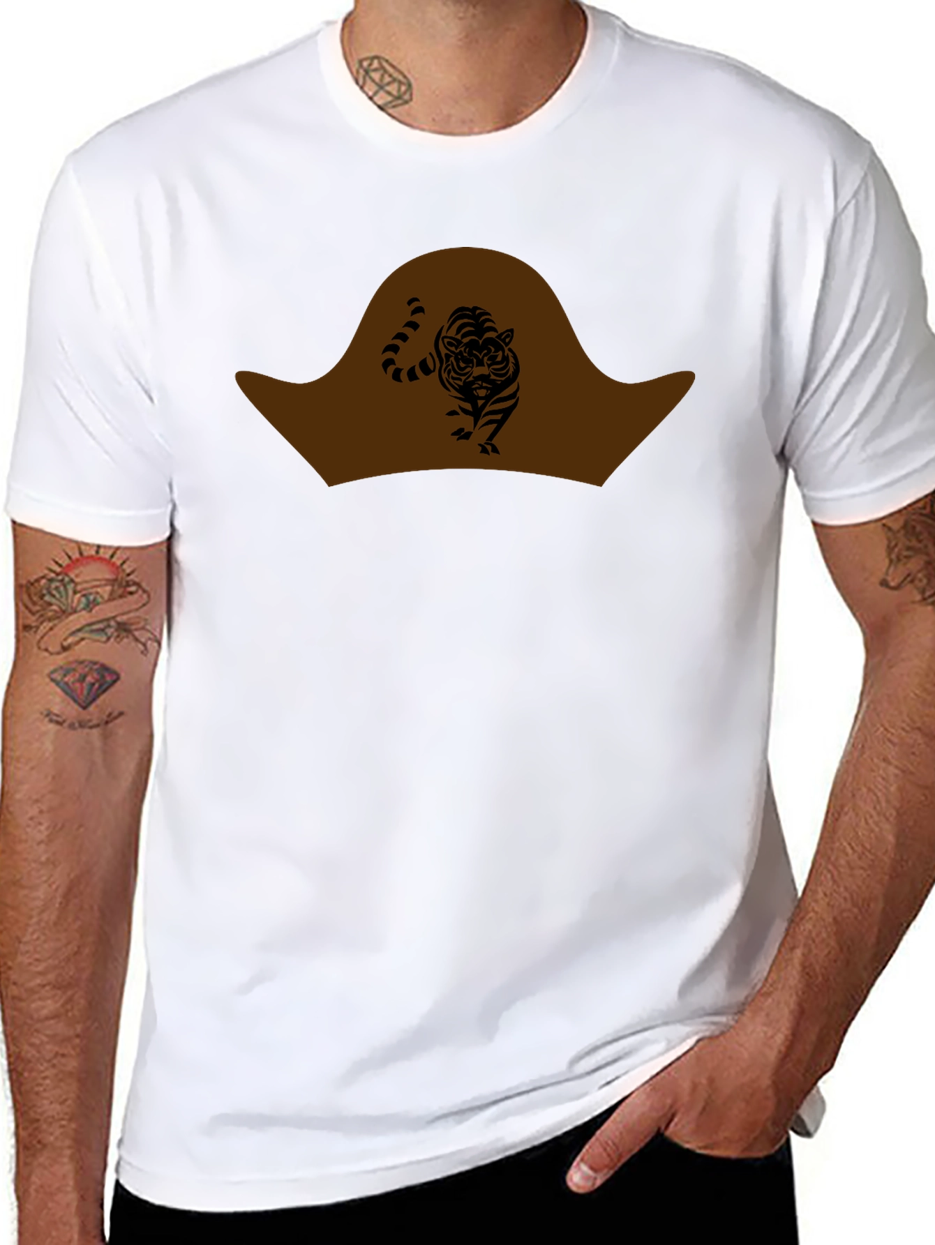 Pirate Tiger Graphic Tee - Black Cotton T-Shirt