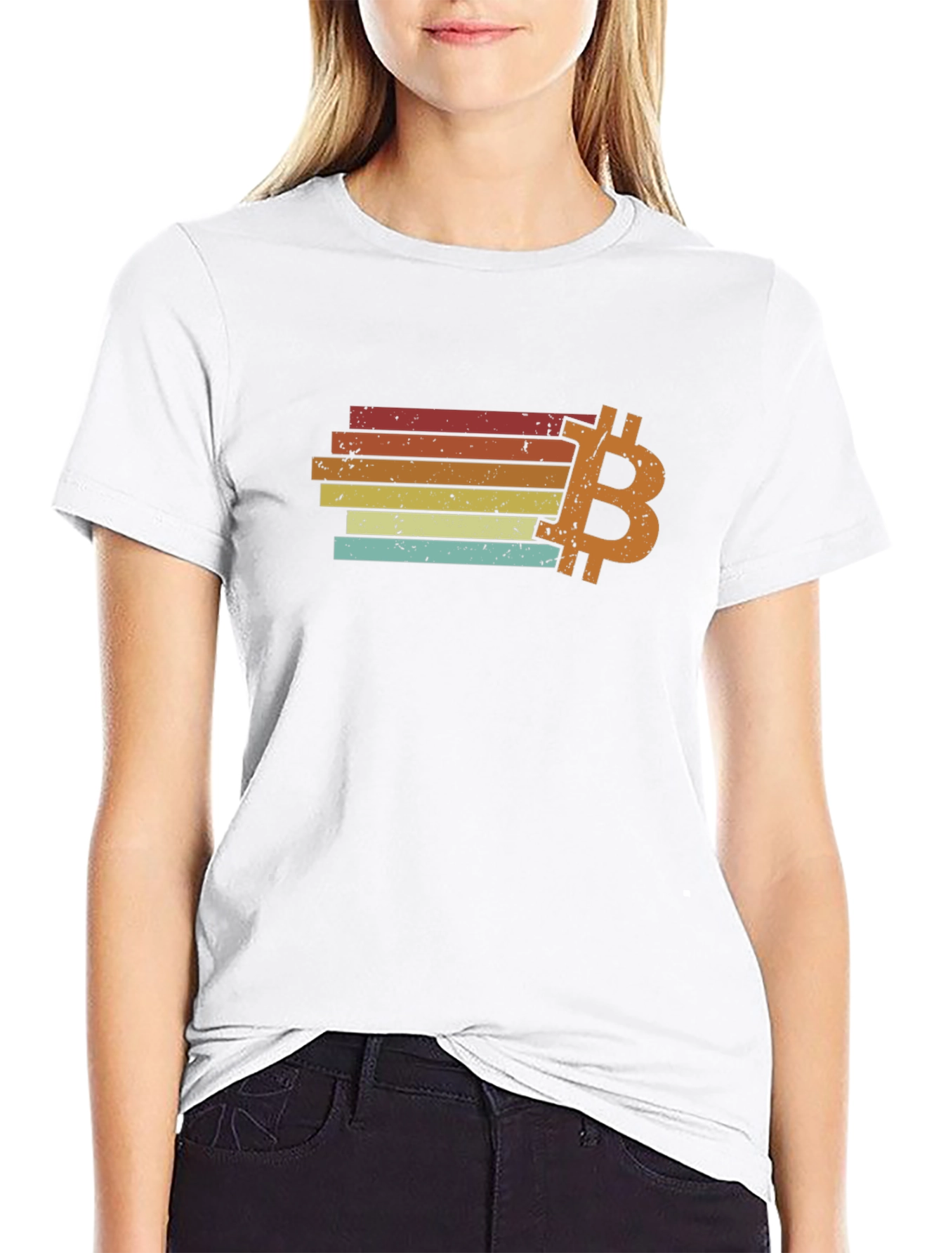 Bitcoin Retro Stripe T-Shirt - Classic Crypto Style