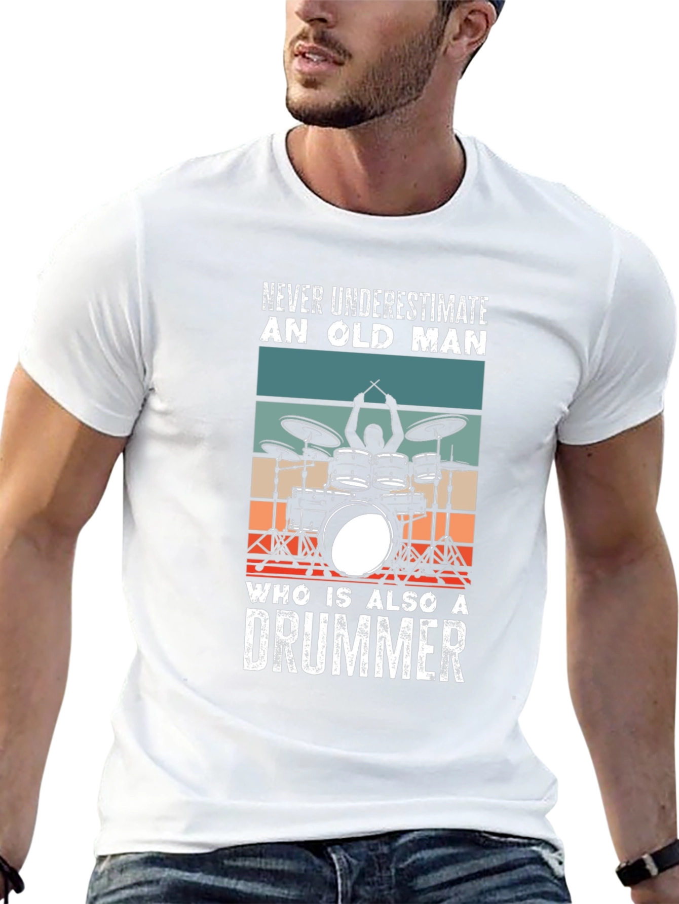 Never Underestimate An Old Man Drummer T-Shirt