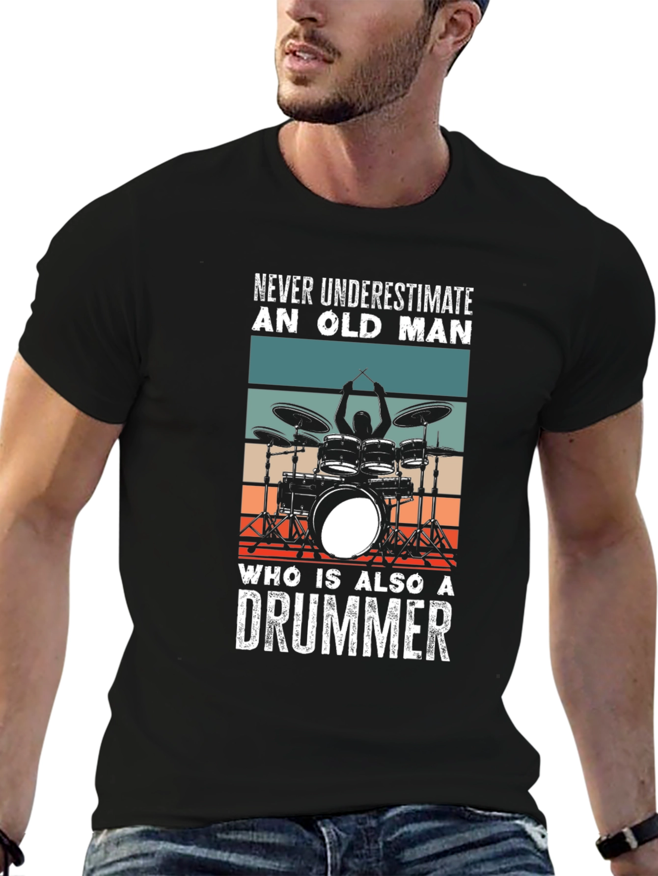 Never Underestimate An Old Man Drummer T-Shirt