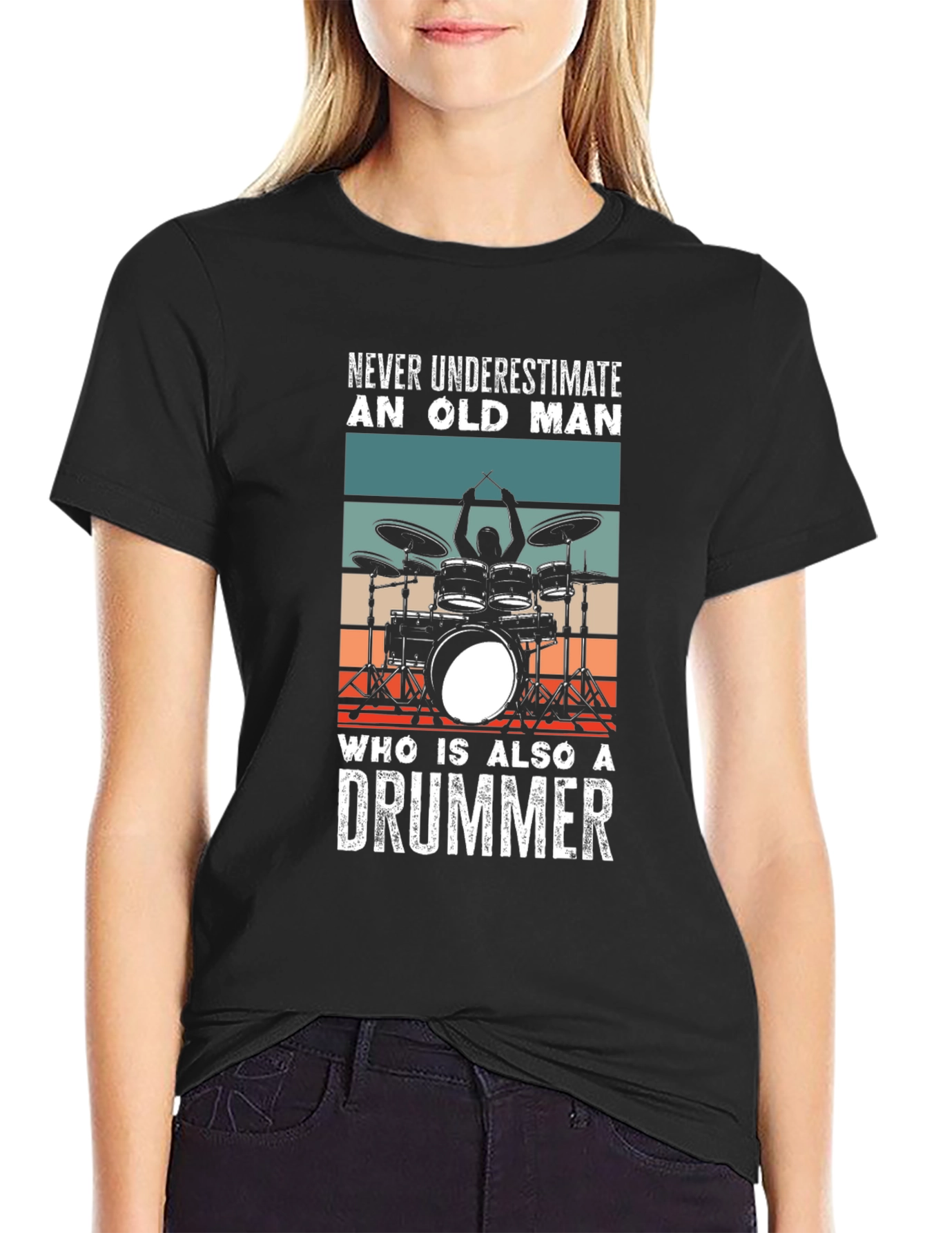 Never Underestimate An Old Man Drummer T-Shirt