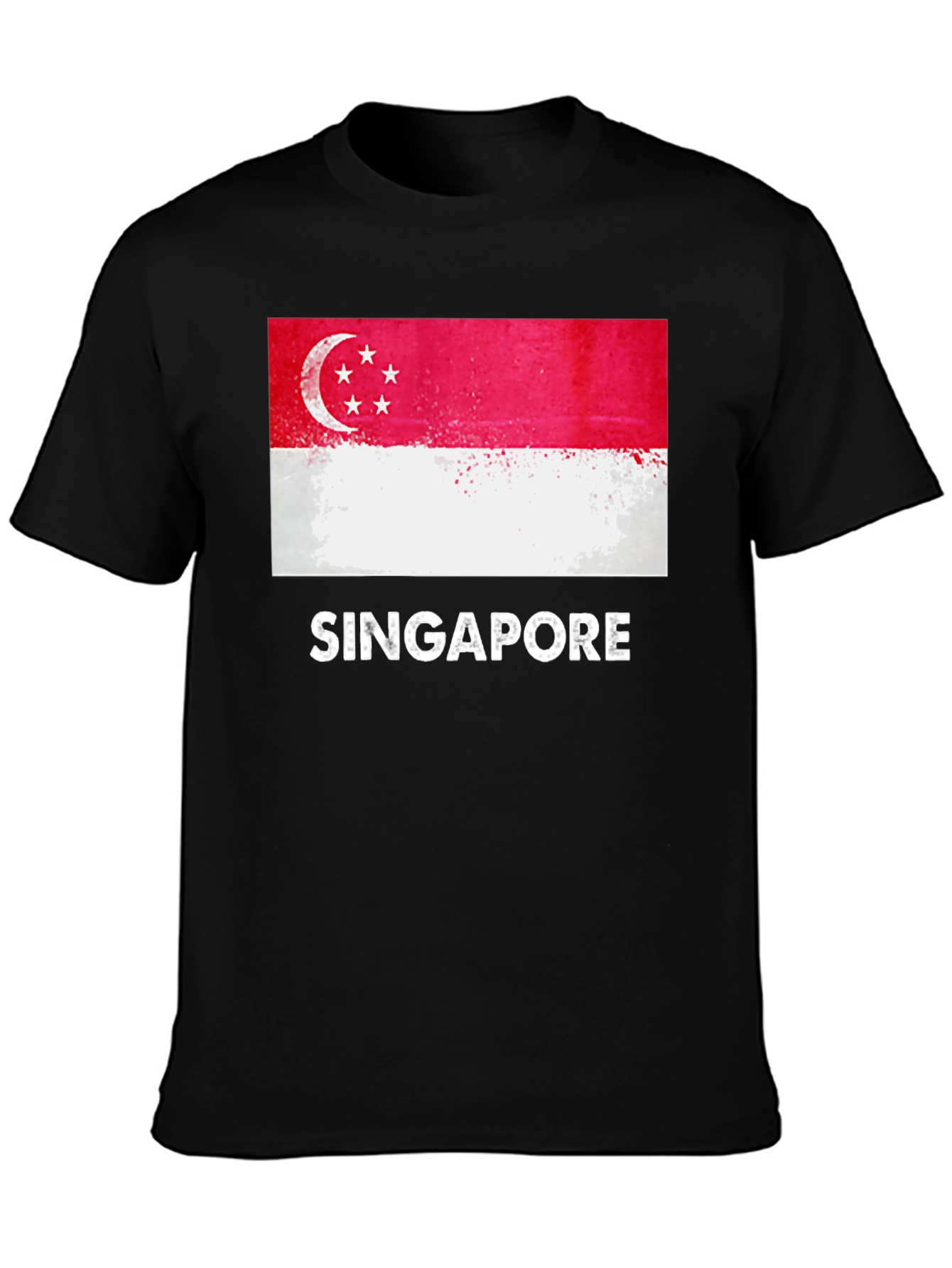 Singapore Flag T-Shirt - Grunge Style