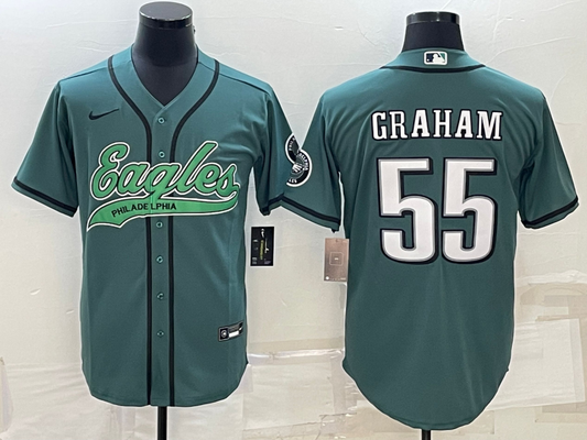 Men's Philadelphia Eagles Brandon Graham #55 Midnight Green Game Jerseys Joint Edition