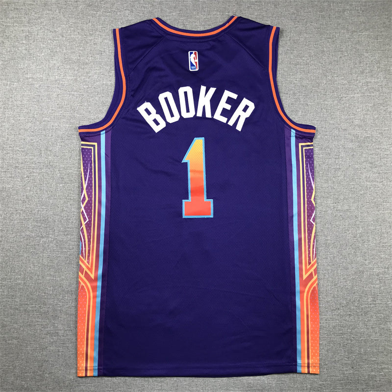 Men's Phoenix Suns Devin Booker #1 Purple 2023/24 Swingman Jerseys - City Edition