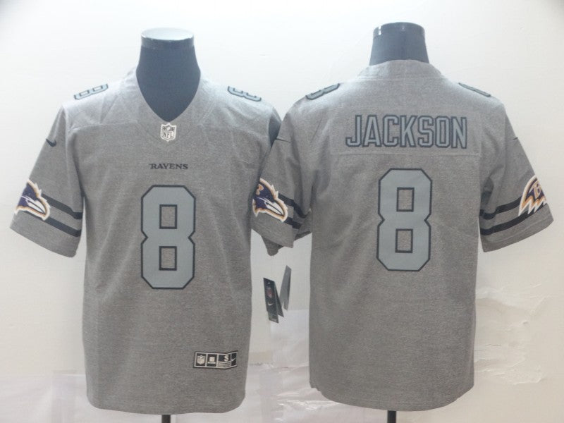 Men's Baltimore Ravens Lamar Jackson #8 Gray Alternate Game Jerseys