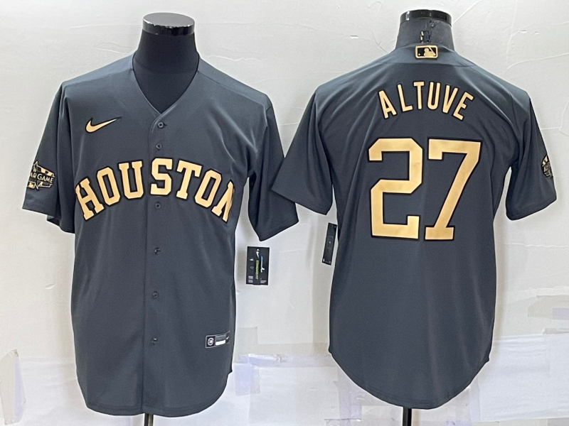 Men's Houston Astros Jose Altuve #27 Gray Stitched Jerseys