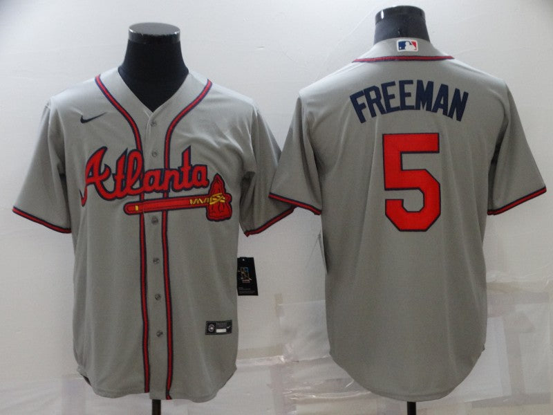 Men's Atlanta Braves Freedie Freeman #5 Gray Replica Jerseys