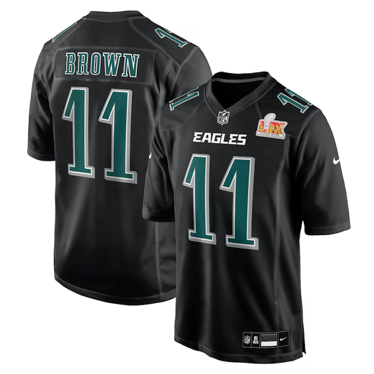 Men's Philadelphia Eagles A.J. Brown #11 Carbon Black Super Bowl LIX Fashion Game Player Jerseys