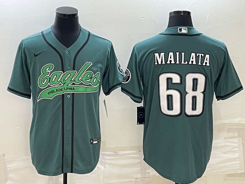 Men's Philadelphia Eagles Jordan Mailata #68 Midnight Green Game Jerseys Joint Edition