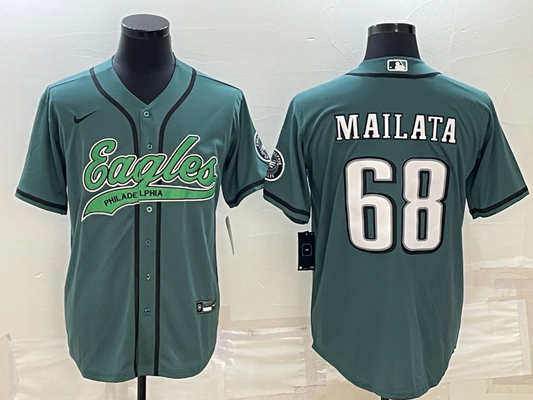 Men's Philadelphia Eagles Jordan Mailata #68 Midnight Green Game Jerseys Joint Edition
