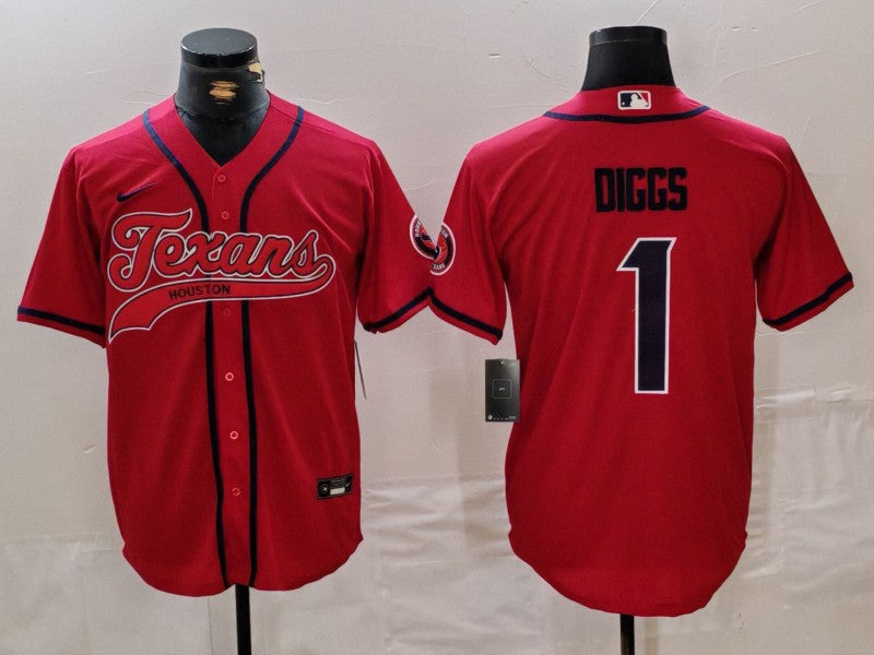 Men's Houston Texans Stefon Diggs #1 Red Game Jerseys