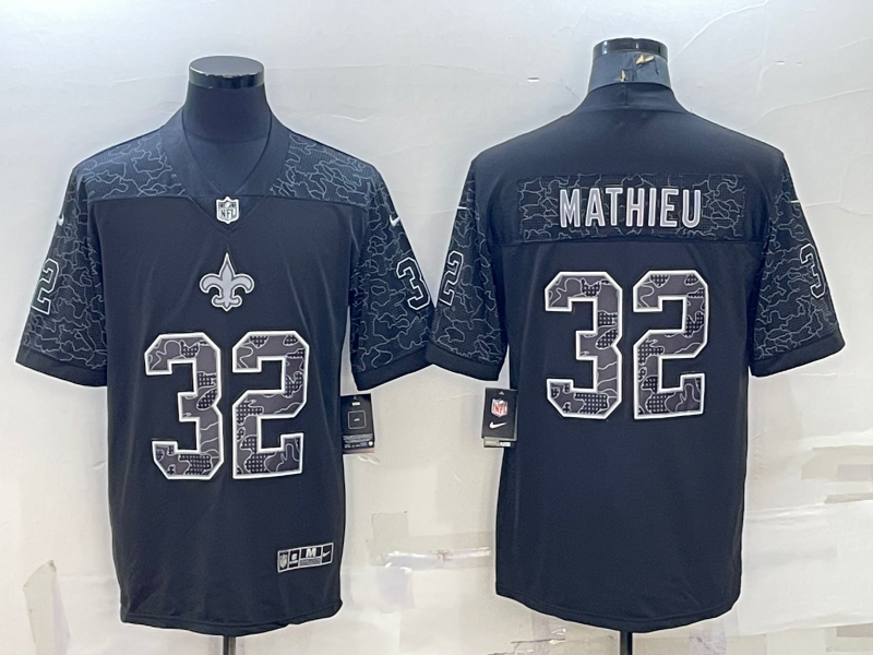 Men's New Orleans Saints Tyrann Mathieu #32 Black RFLCTV Limited Jerseys