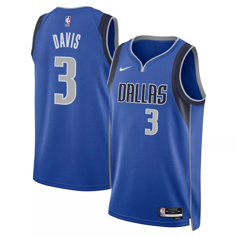 Men's Dallas Mavericks Anthony Davis #3 Blue Swingman Jerseys - Icon Edition