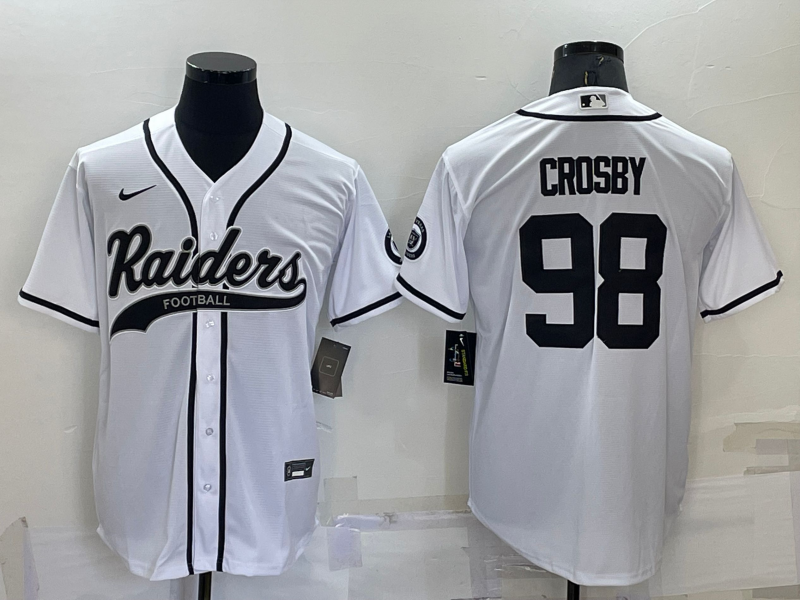 Men's Las Vegas Raiders Maxx Crosby #98 White Game Jerseys Joint Edition