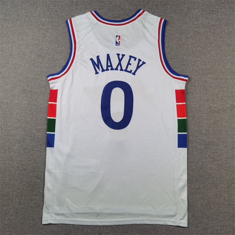 Men's Philadelphia 76ers Tyrese Maxey #0 White 2024/25 Swingman Player Jerseys - City Edition