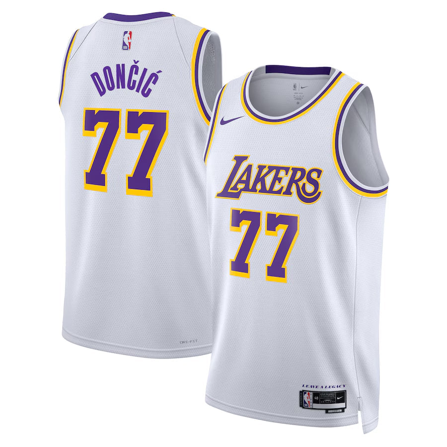 Los Angeles Lakers Nike Association Edition Swingman Jersey - White - Luka Don��i��